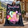 Adventure Time Custom Name Flannel Blanket Personalized Soft Warm Plush Throw Blanket Customized Gift for Family Friends