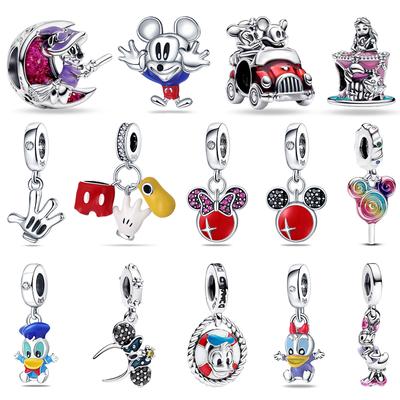 Copper Mickey&Minnie Daisy Donald Duck Charms Beads Fit Original Bracelets Fine Diy Birthday Jewelry Gifts