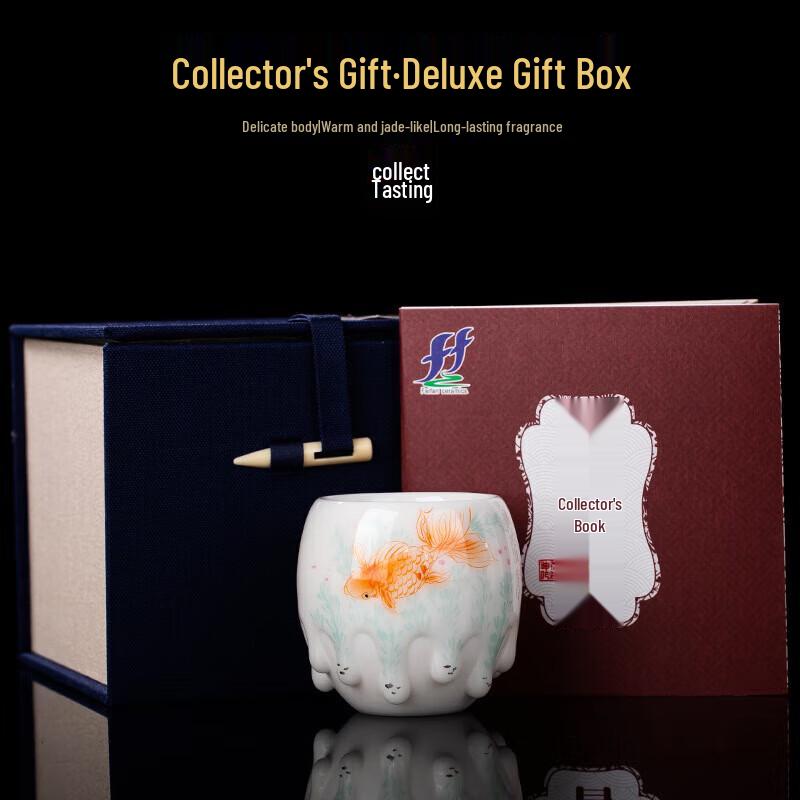 Hand-Painted Mutton-Fat Jade Ceramic Teacup