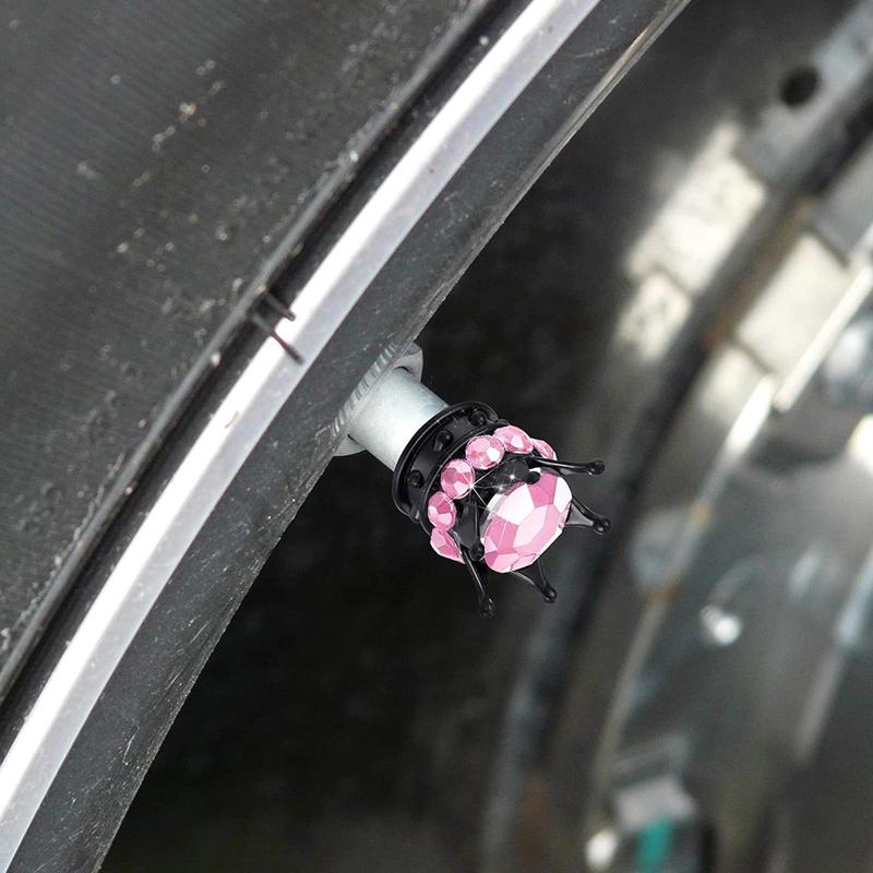 4 pezzi Coprivalvola per pneumatici a forma di corona con diamanti scintillanti Coprivalvola antipolvere per pneumatici per camion, auto, moto, bicicletta