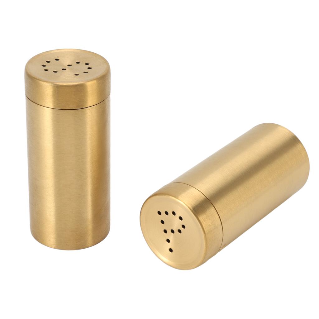 2Pcs Gold Spice Jar Stainless Steel Rustproof Screw Open Top Seasoning Shaker Bottle for Salt Sugar Pepper Paprika