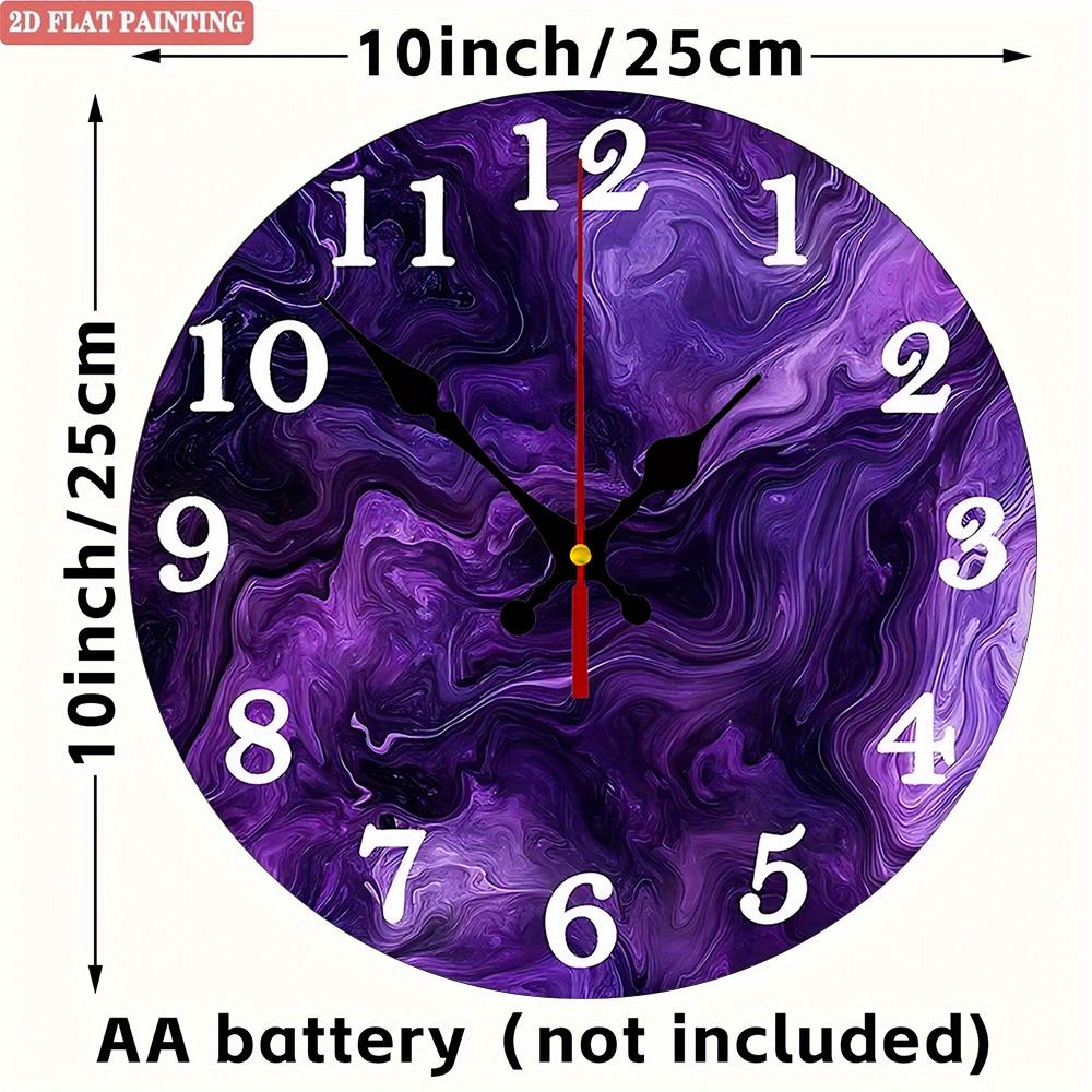 Purple Swirl Wall Clock. Silent modern decor for home or office.