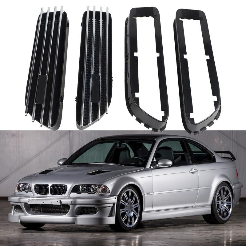2x Car Silver Black Side Grill Fender Vent Grille 51137895913 51137895914 51132694607 51132694608 FOR BMW E46 For M3 2001-2006