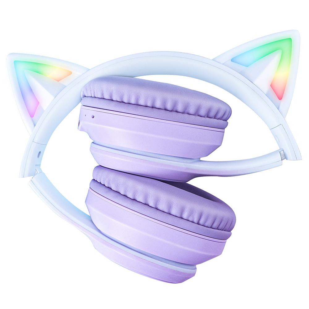 Casque Bluetooth sans fil ONIKUMA B90 Oreilles de chat, Lumières RVB, Microphone HD