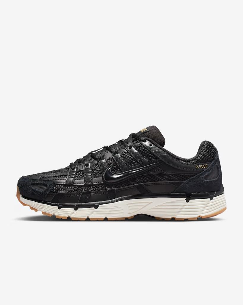 HF0015-001 Nike P-6000 Suede Black Metallic Gold Grain Sail Black (Men's)