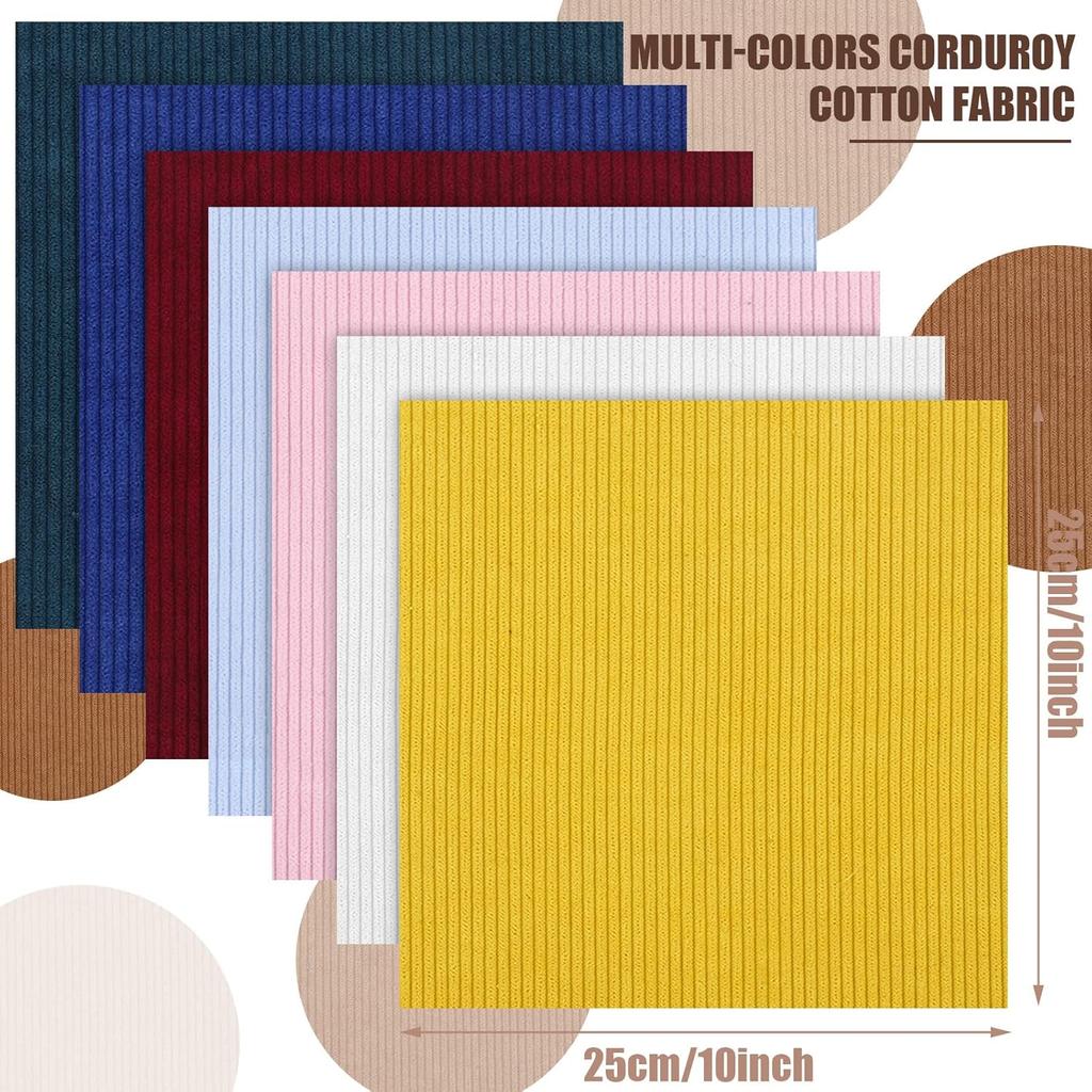 16 Pieces Wale Corduroy Fabric Solid Plain Thick DIY Sewing Crafts Materials Stretch Corduroy Fabric for Coat Shirt Dress Pants Costume Sofa DIY