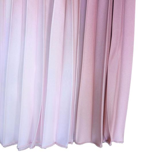 Women's Pleated Gradient Midi Dress Long Sleeve Swing A-line Dress Slim Fit Crew Neck Flowy Cocktail Dress