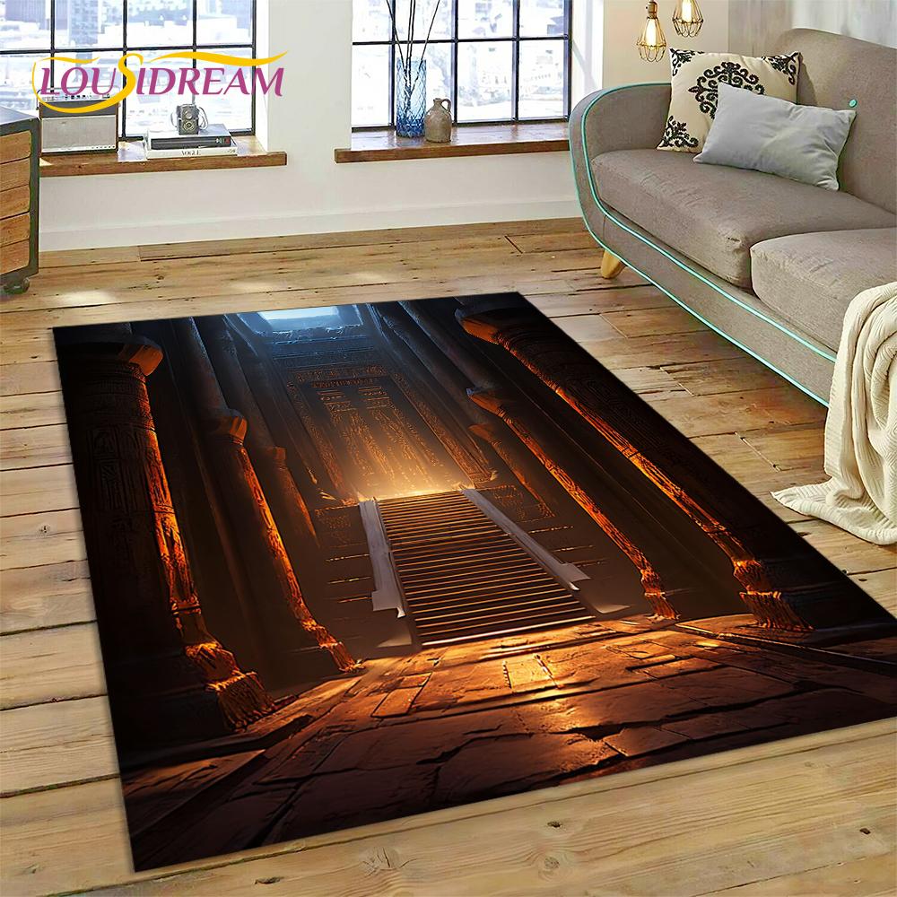3D Illusion God's Temple Door Gate Carpet Rug for Living Room Bedroom Home Sofa Decoration,Kids Play Area Rug Non-slip Floor Mat