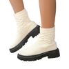 2025 Foreign Trade New Fly-woven Socks Boots Large Size Thick-soled Thick Heel Solid Color European and American Casual Outer Wear Medium Tube M