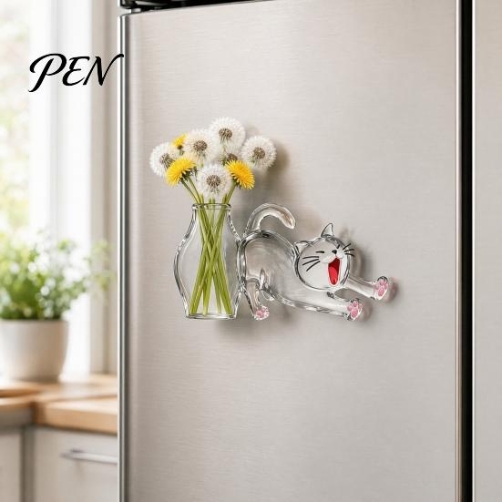Cat Whisker Holder Whiskers Refrigerator Magnet, Transparent Furs Keepsake Vase Hair Storage Fridge Pet Memorial Decoration for Home, Kitchen