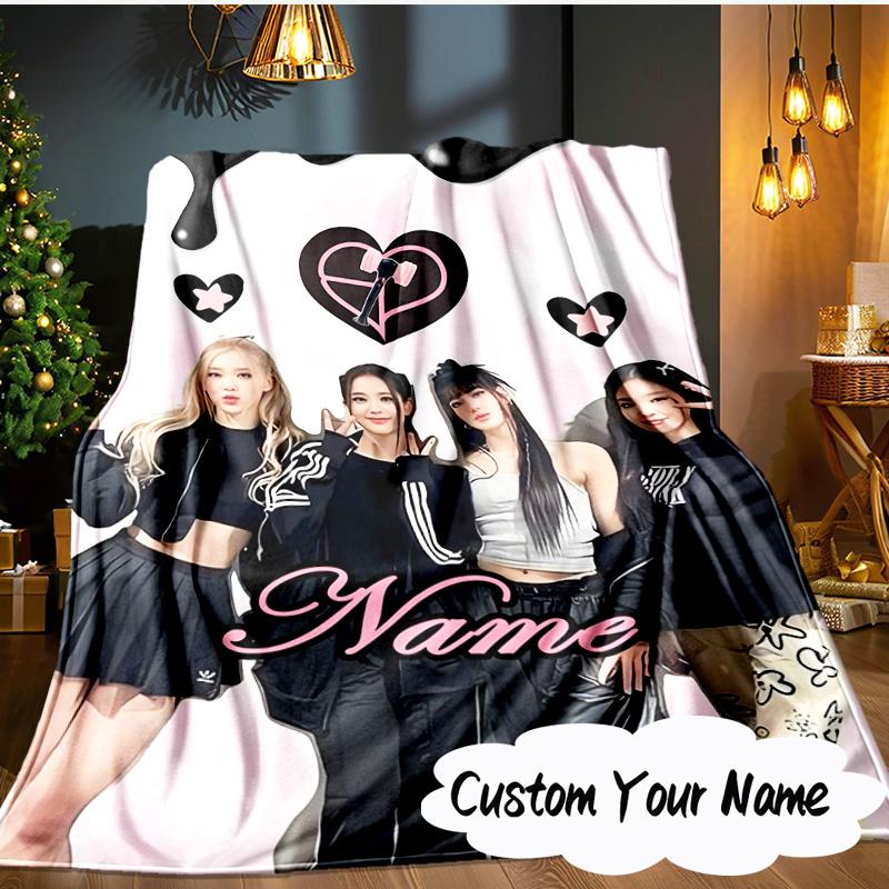 Custom Name K-pop Stars Shine Bright Blanket Ideal Bedding Blanket Perfect for Travel, Camping, Living Rooms, Offices, Sofas, Fan Christmas gift