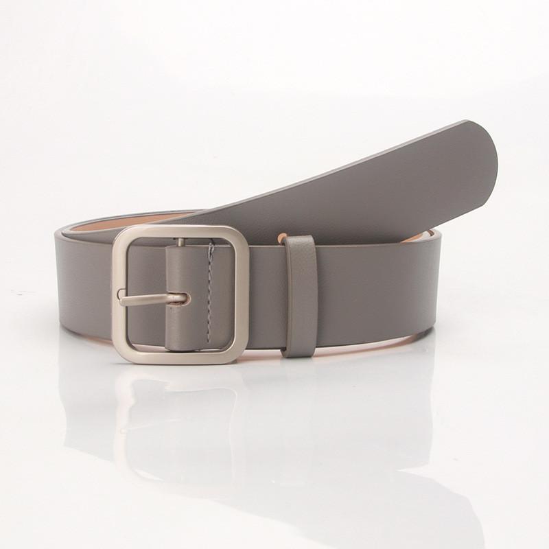 Minimalist Woman Leather Belt With Square Buckle Pu Material For Casual And Office Wear