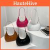 Chic Women's Handbag 2024 Summer New Casual Underarm Shoulder Bag Minimalist Style Pure Color Trendy Saddle Bag