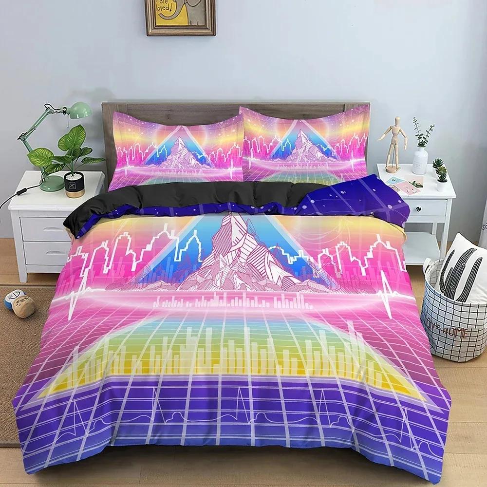 Retro Duvet Cover Set Vintage Give Me Back 80s Pattern Bedding Set Microfiber Queen King Size Quilt Cover for Teens Adult