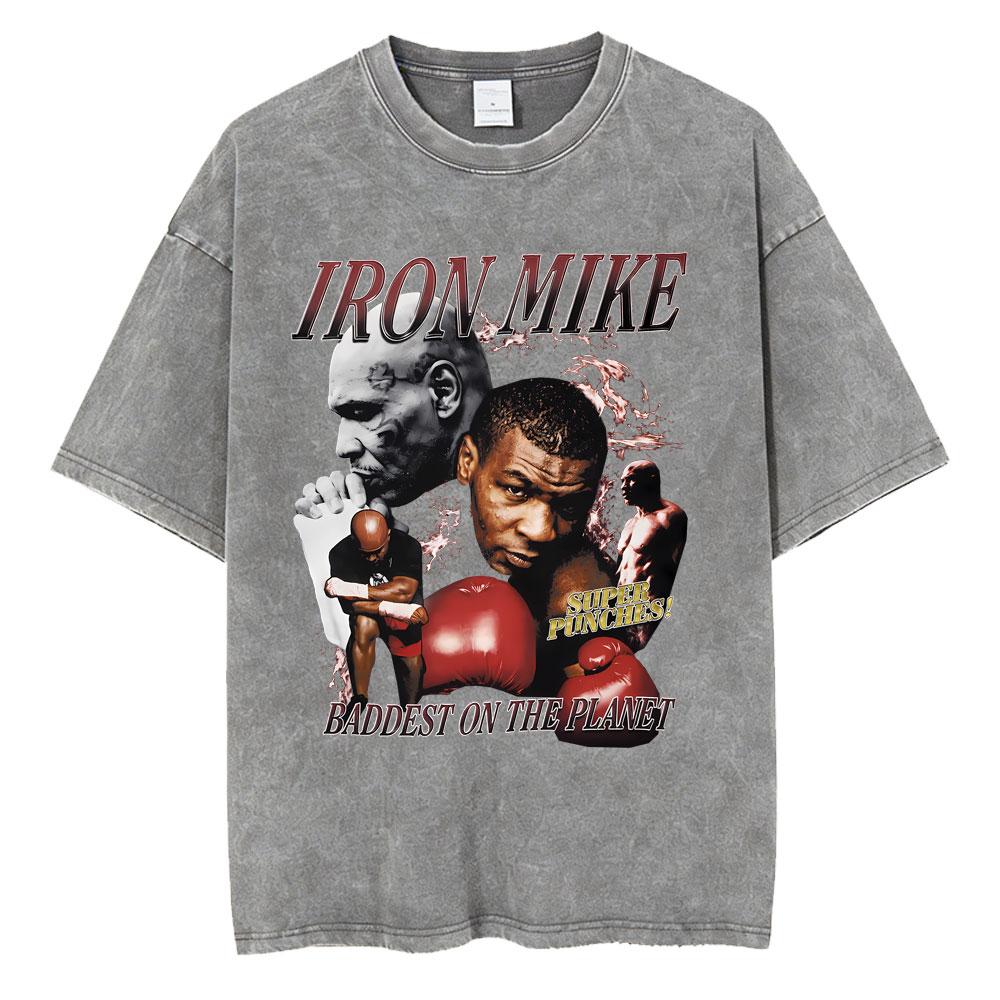 Gewaschenes Vintage Mike Tyson Prime Merch T-Shirt Herrenkleidung Hip Hop Gothic Rock T-Shirt Herren Fitnessstudio Übergroße T-Shirts Oberteile