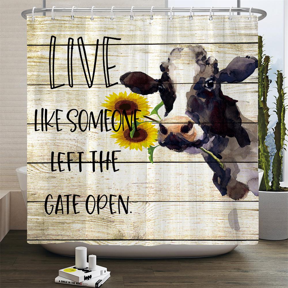 3D Printed Dutch Cattle Pattern Waterproof Bath Curtains Farm Cow Shower Curtains Bathroom Polyester Decoration Shower Curtain
