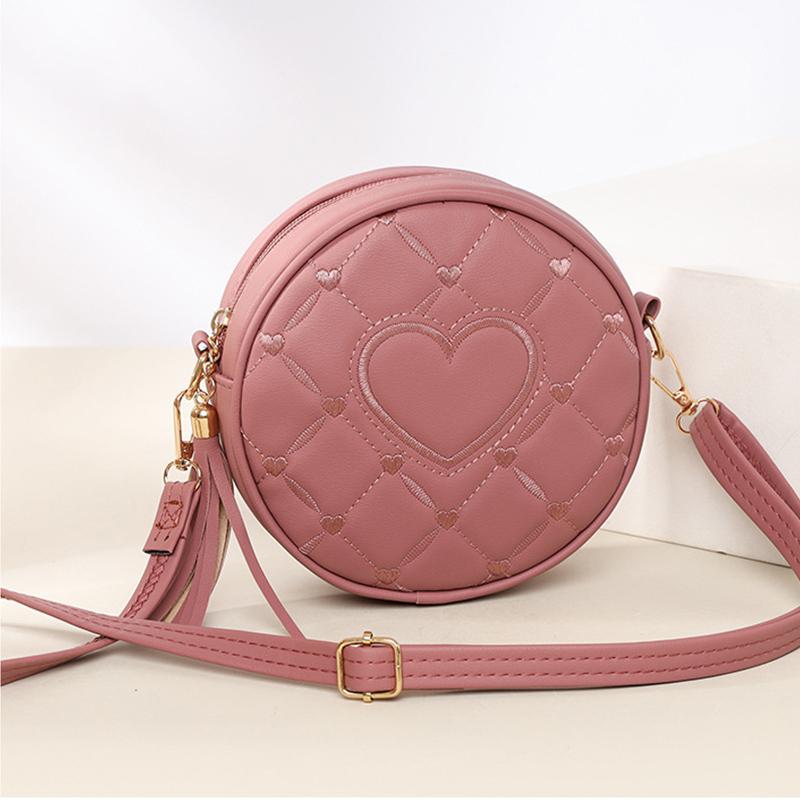 Tendință Modă Broderie Love Geantă Mică Rotundă Geantă de Mână Damă Genți de Umăr Nouă Geantă Mică Crossbody pentru Femei MIT
