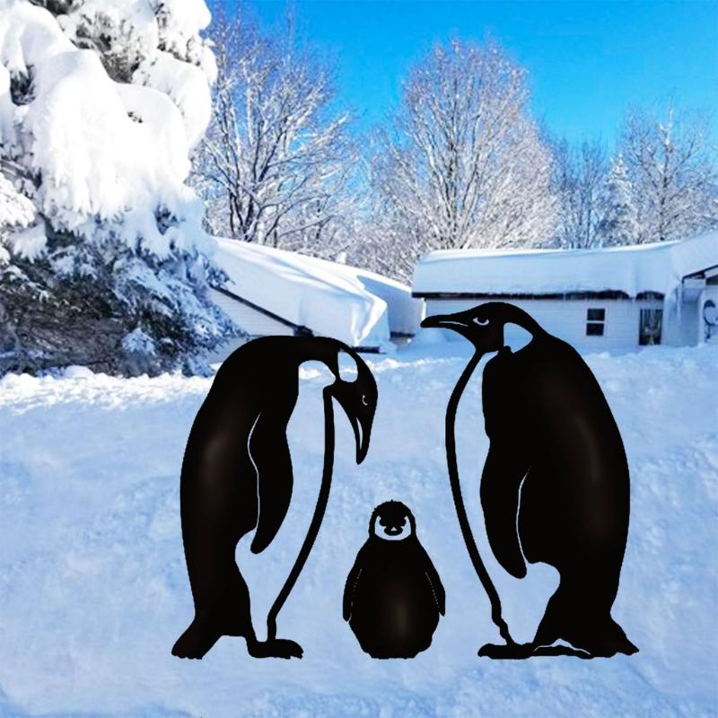 3D Penguin Yard Decoration Garden Stakes Ornaments Christmas Indoor Outdoor Silhouettes Garden Lawn Yard Decoration