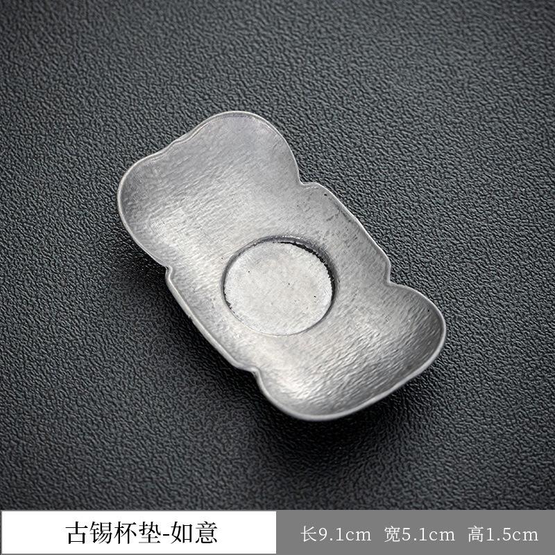 BEPAN 1PC Japanese pure tin cup mat retro cup holder non-slip cup holder made of old tin cup mat tea ceremony