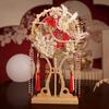 Long Handle Xiuhe Wedding Veil Fan - Handmade Double-Sided Round Fan Gift