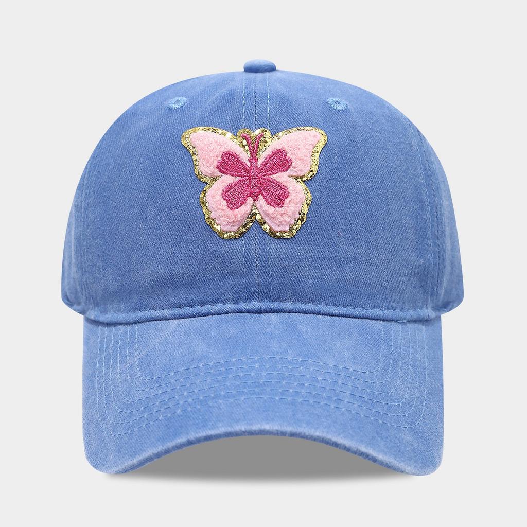 Washed and Old Butterfly Pattern Baseball Cap Female Tide Brand Soft Top Cap Outdoor Leisure Sports Sun Hat