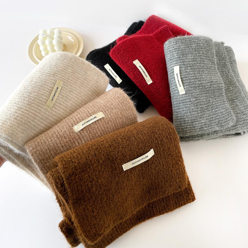 Winter small scarf women's autumn and winter new simple warm wool small scarf knitted scarf shawl