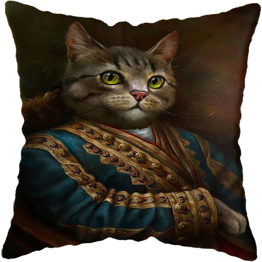 Vintage Painting Cat Dog Animal Pillow Cover Car Decor Cushion Cover Home Sofa Bed Cushion Cover