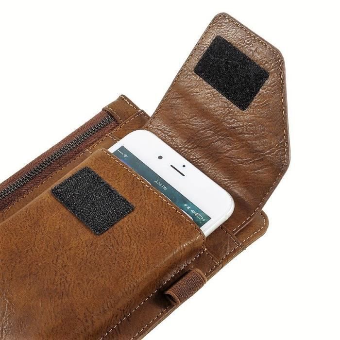 Étui à Ceinture Vertical - NOKIA - 6.1 PLUS - Cuir synthétique - Marron - Chic