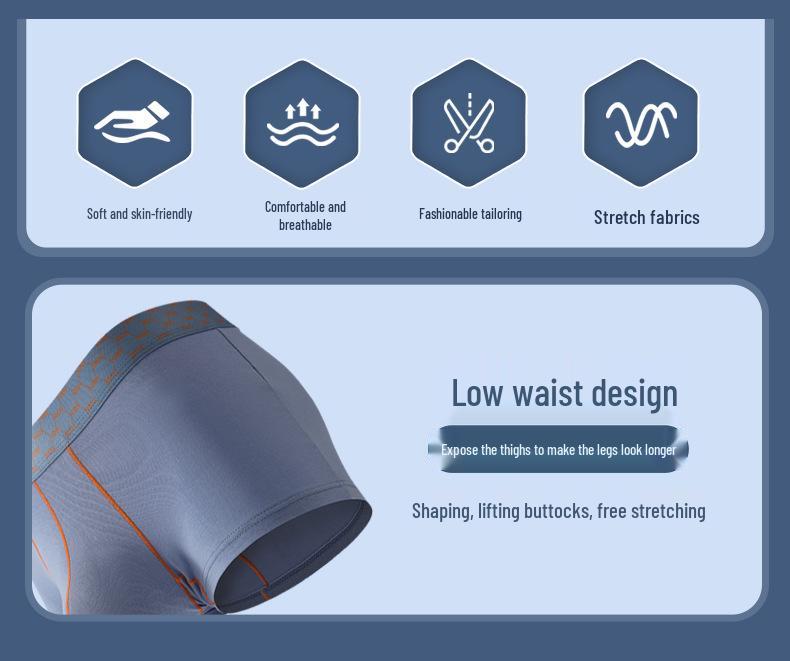 Men's Color Block Low-Rise Boxer Briefs - Cotton Sports Fitness Underwear