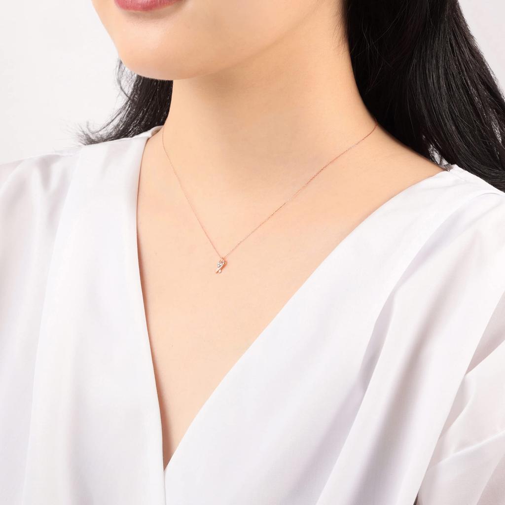 Estelle Women's K10 Pink Gold Diamond Heart Necklace (0442-0398-0020-0000)