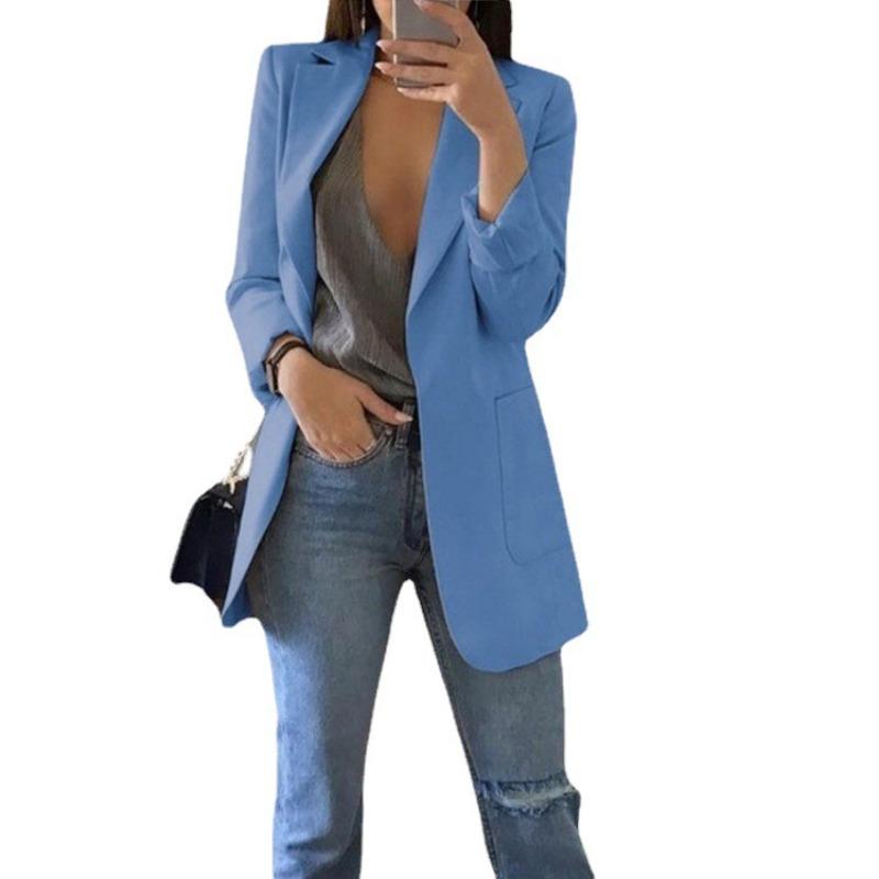 Neuer einfarbiger Anzugkragen Slim Cardigan Temperament Blazer Damenbekleidung