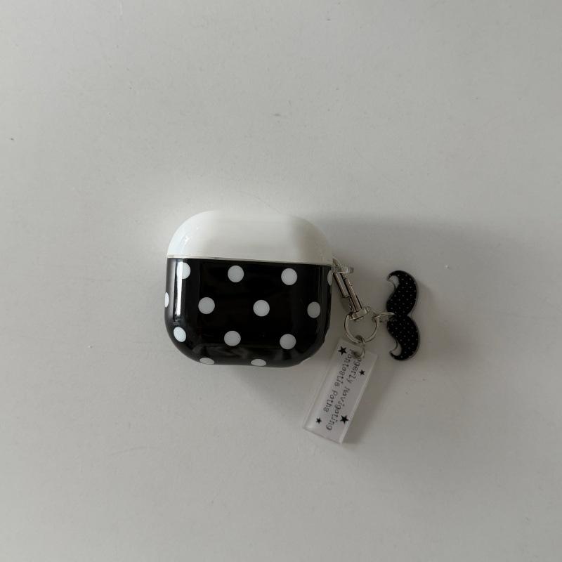 Black and White Polka Dot Stripes Are Suitable for Apple AirPods 1st Generation Protective Case Pro1 Bluetooth Headset Case Pro1 Generation Simple
