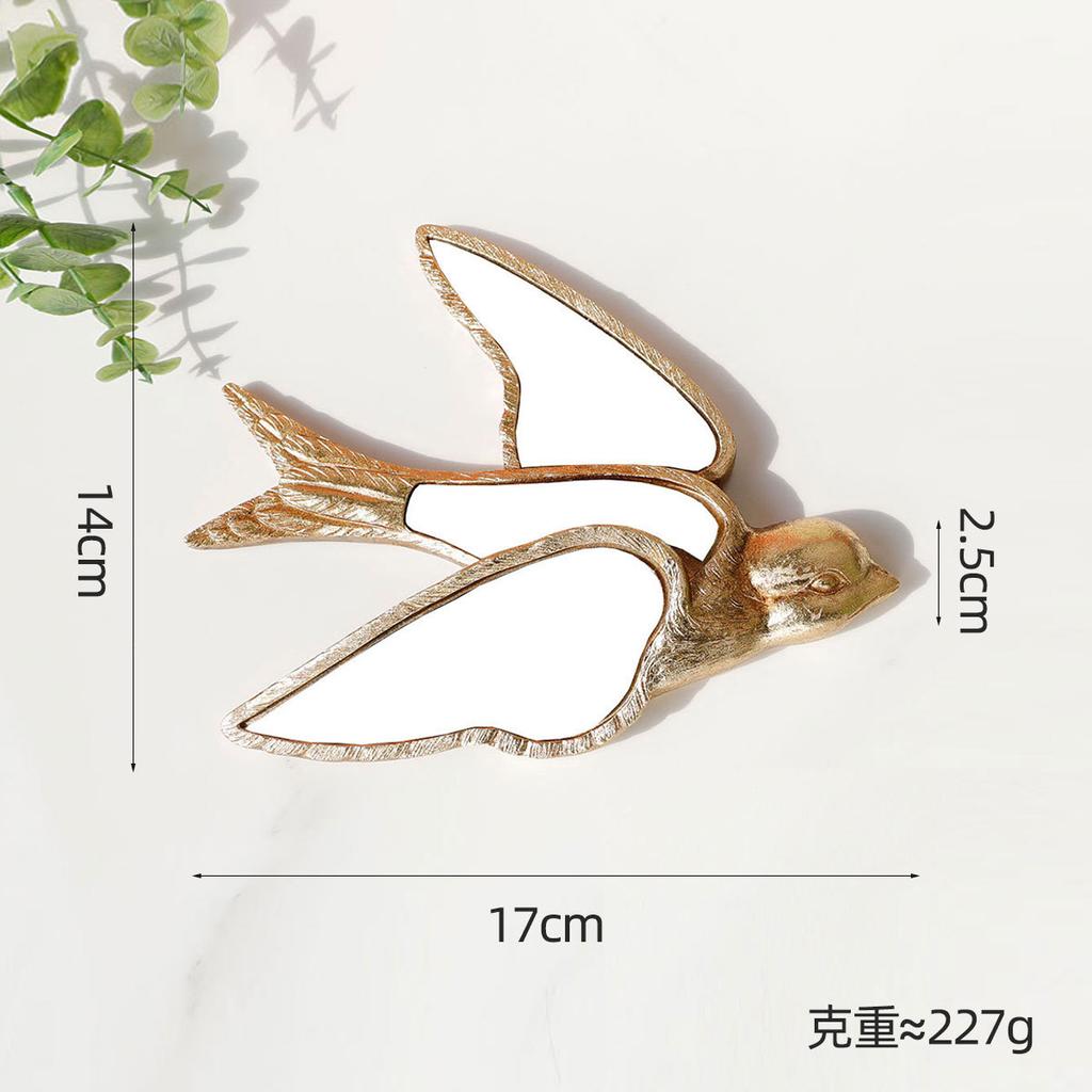 Mirror Wall Hanging Swallow Golden Bird Background Wall Decoration Simulated Animal Pendant Room Decoration Accessories