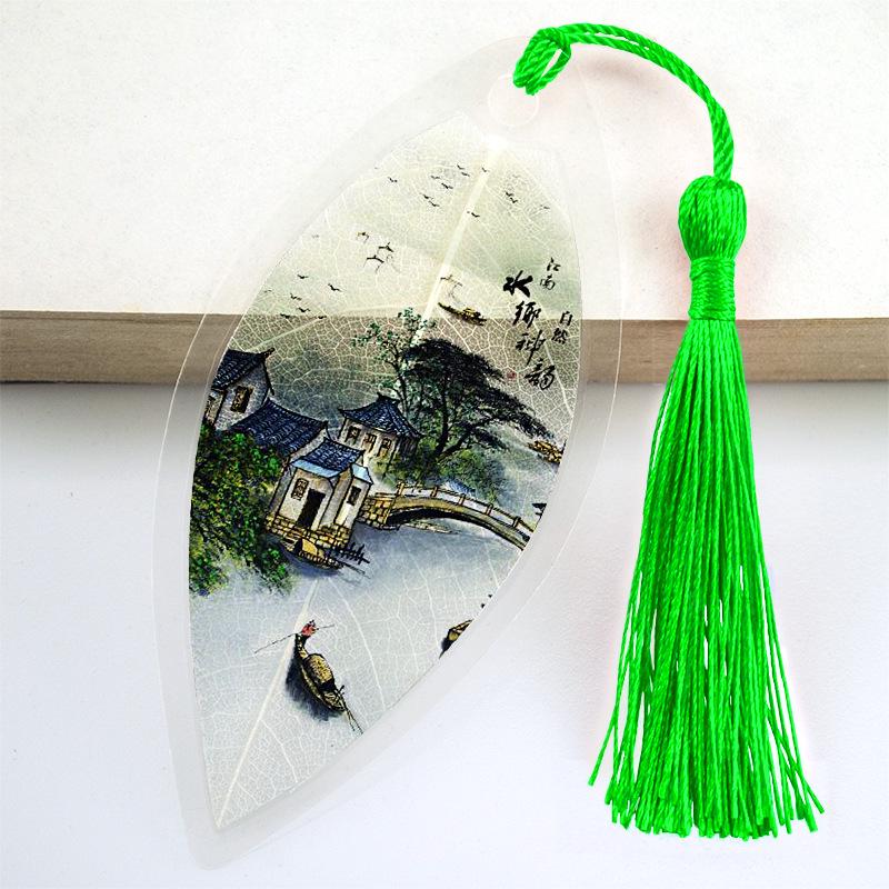 Jiangnan Water Town Leaf Vein Bookmark: Suzhou & Shaoxing Souvenir Gifts for Colleagues & Classmates