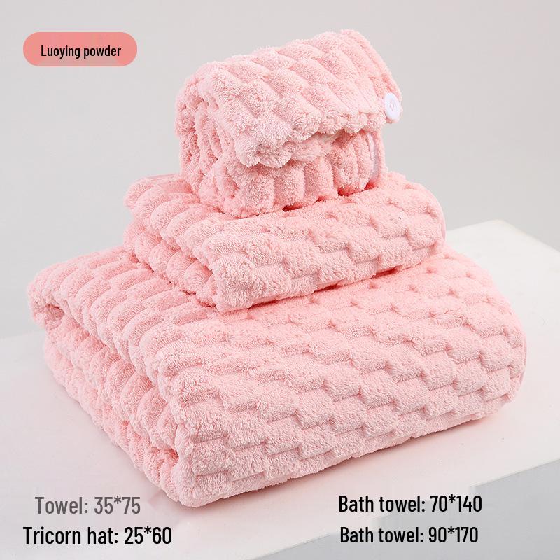 Bamboo Velvet Coral Fleece Bath Towel Set - Soft, Large, Thick, Absorbent, 3-Piece Adult Collection
