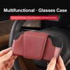 Car Glasses Holder Case Leather Auto Sun Visor Sunglasses Clip Glasses Hanger Card Ticket Holder Multi-Function Car Interior Storage