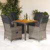 VidaXL Garden Bistro Set 5 Pcs Grey Cushions Poly Rattan, Garden Bistro Set, Balcony Set, Set 3276886