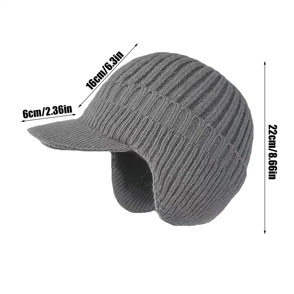 

Beanie with Brim Winter Knitted Hat for Men Women Unisex Breathable Thermal Ear Flap Caps for Skiing Hiking Ice Fishing Outdoor