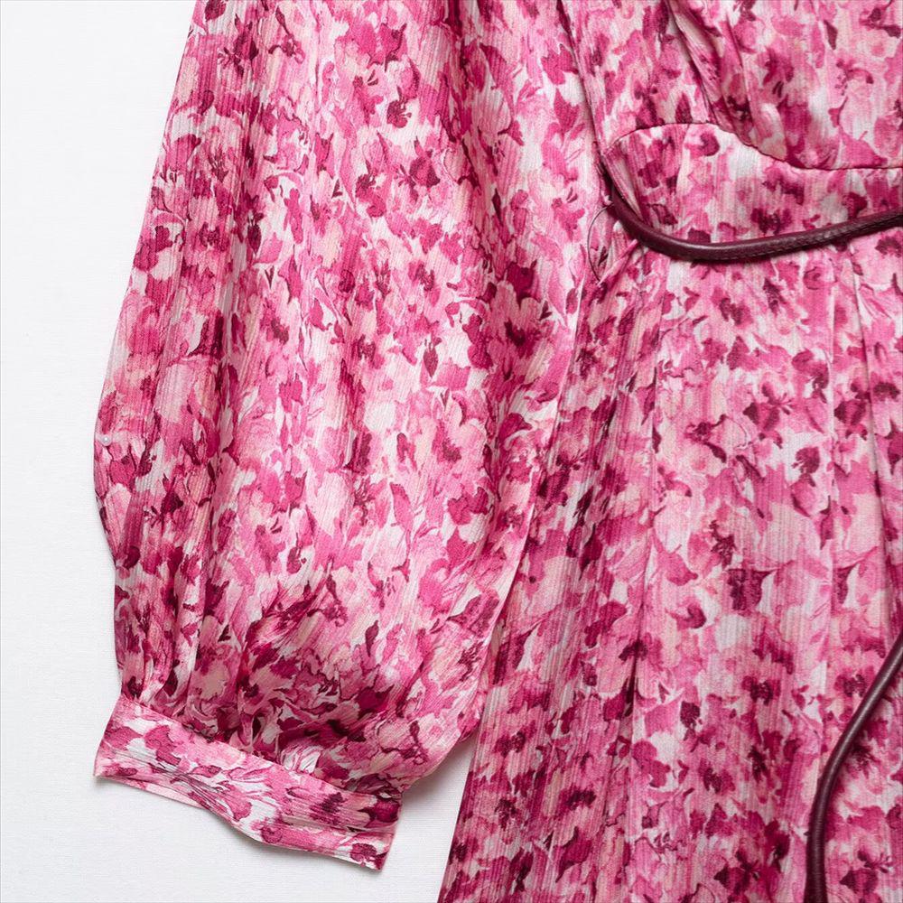 2025 Spring/Summer Women's Slim Fit Casual Waist-Cinching Tie Print Dress