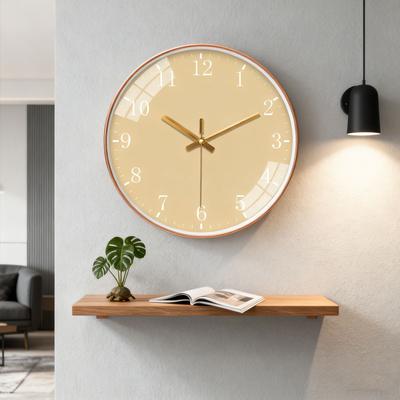 Minimalist Quartz Wall Clock Solid Color Glass Clock Dial Silent Clock Modern Living Room Bedroom  Elegant Gift