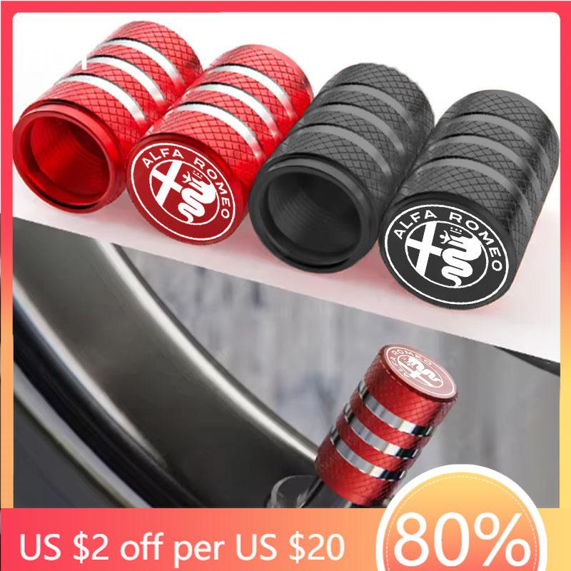 Hub Caps 4Pcs Car Wheel Tire Valve Caps Air Stem Covers For Alfa Romeo STELVIO Giulia 159 Giulietta 147 Mito 156 MTO Sportiva Ac ze2