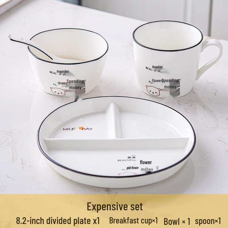 Three-Compartment Ceramic Portion Control Plate