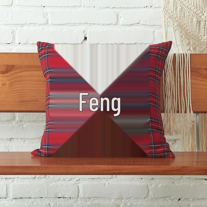 Christmas Plaid Pillowcase with Embroidered Letters