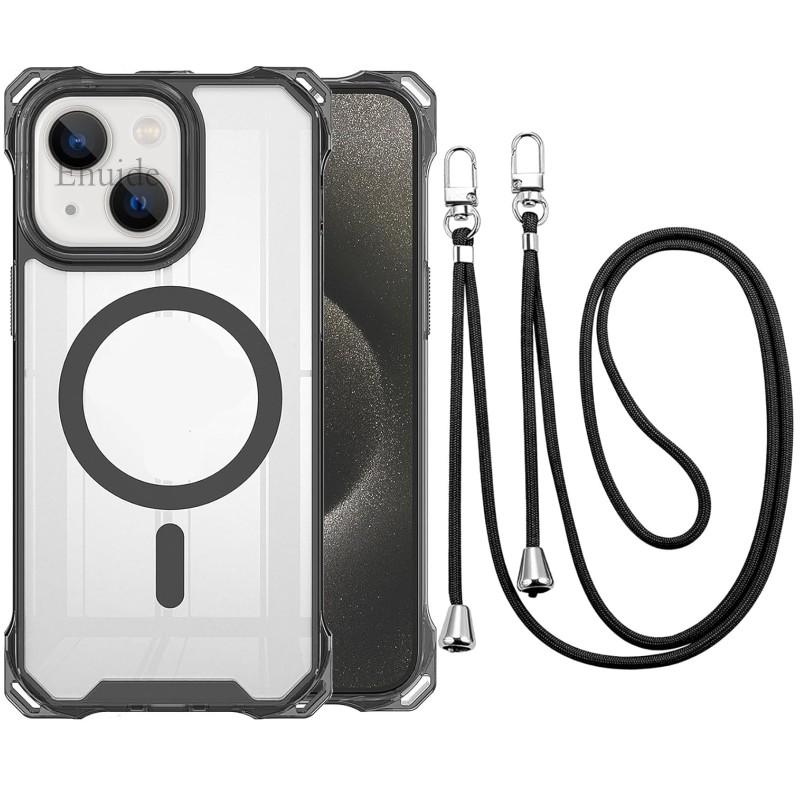

Shockproof Case For iPhone 17 Pro Max16 15 13 12 14 Plus 16E Magnetic Crossbody Lanyard Cord Shoulder Strap Clear Magsafe Cover For iPhone17 Pro Max&Case & Strap