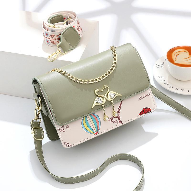 Casual Floral Print Small Crossbody Bag For Women Elegant And Stylish Trendy Shoulder Bag зелёный