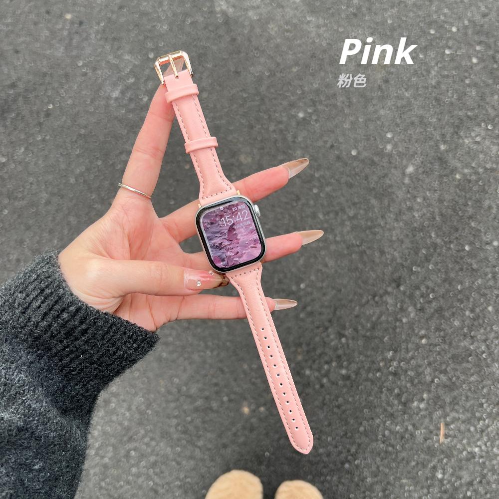 Slim Leather Strap For Apple Watch Series 11 46mm Band 42mm 49mm 44mm 40mm 41mm 45mm 38mm 45mm IWatch Ultra 2/3 S10 9 8 7 SE 6 5 4 3 2 Woman Bracelet