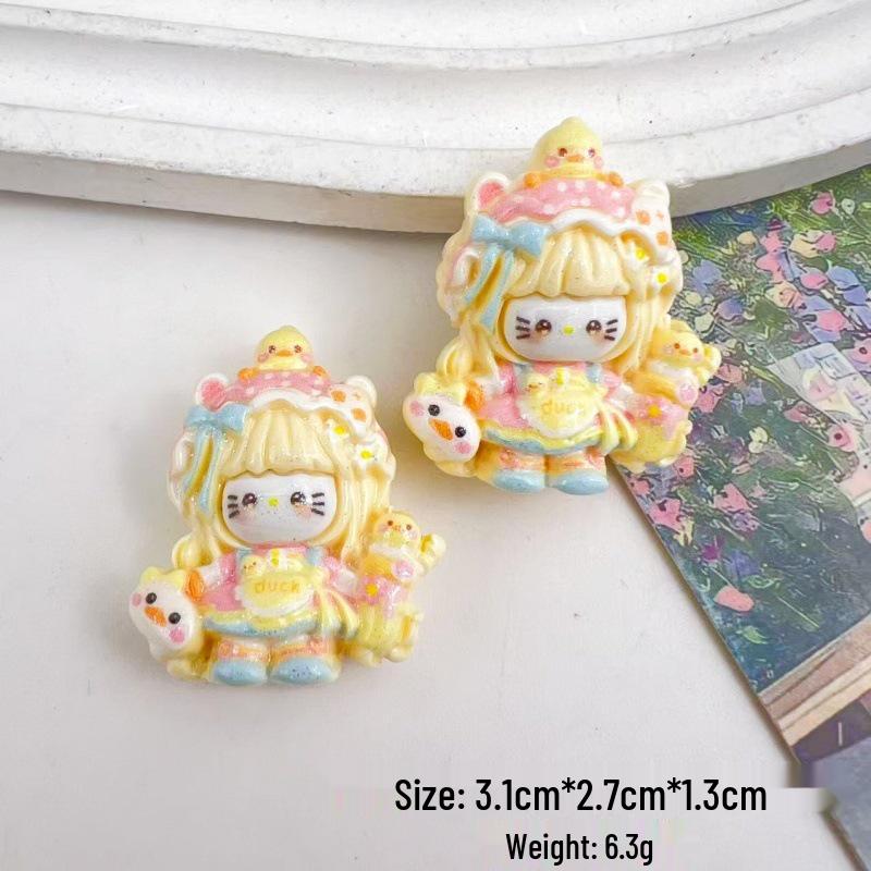 Glossy KT Girl Resin Accessories: Trendy DIY Hair Clips, Ties, Keychains, Pendants & Jewelry