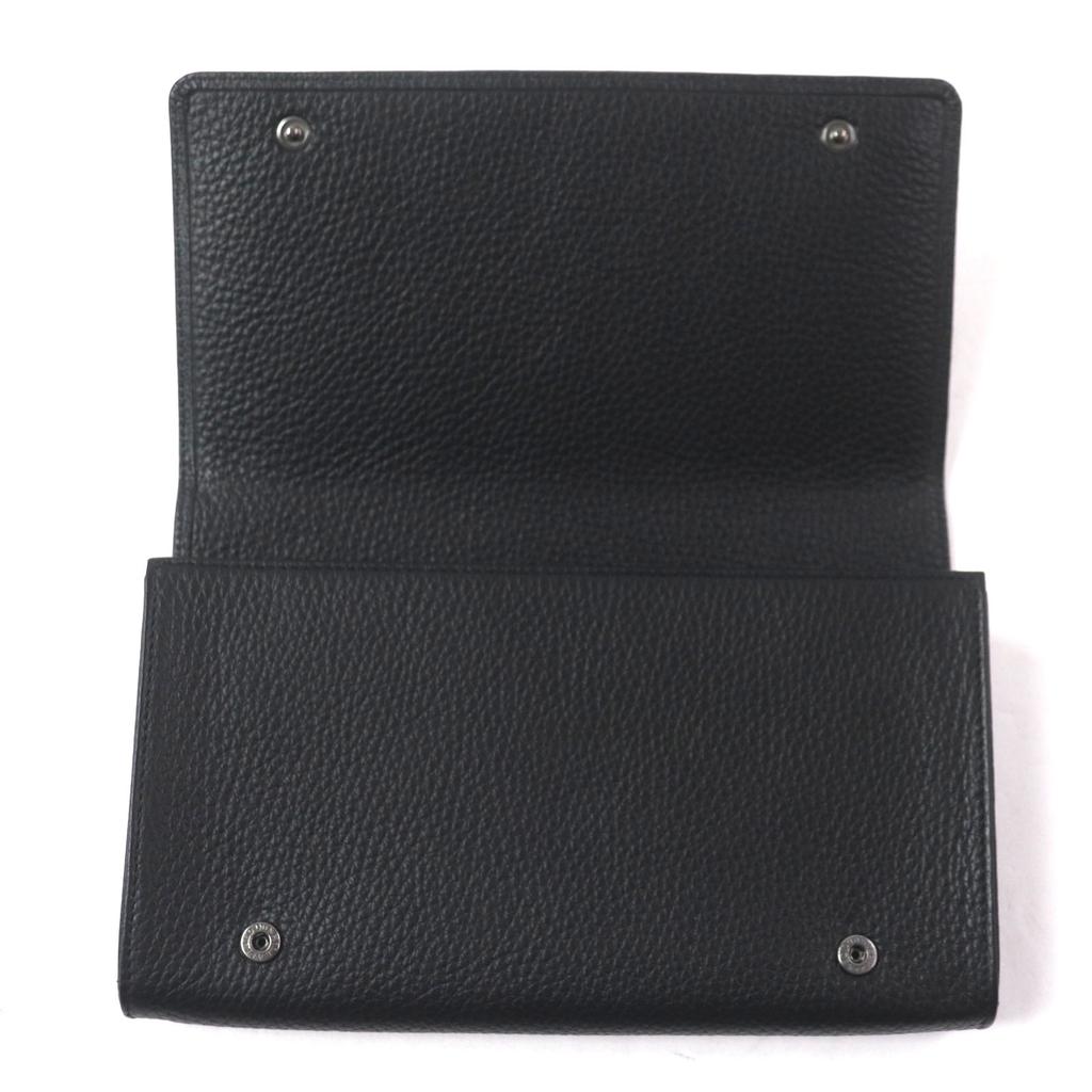 Excellent Dunhill Purse Logo Metal Travel Pouch Organizer Leather Wallet Bifold Wallet black leather mens Used