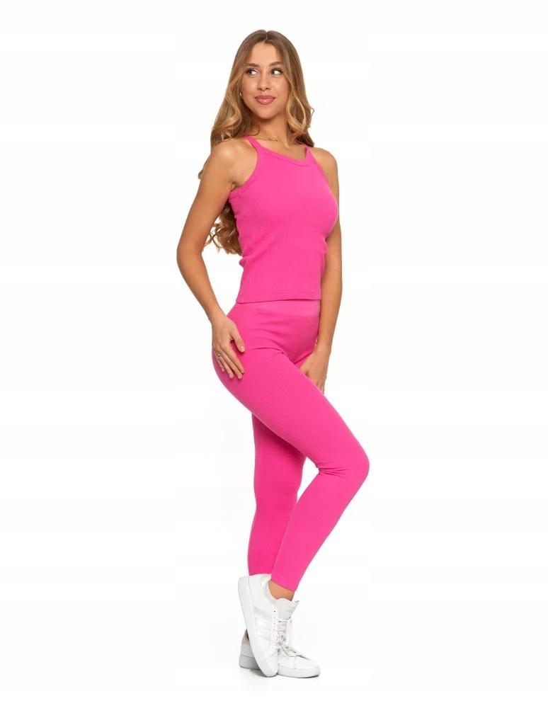 Women's Cotton Top with a Delicate Rib, Sleeveless, Comfortable, MORAJ S FUCHSIA