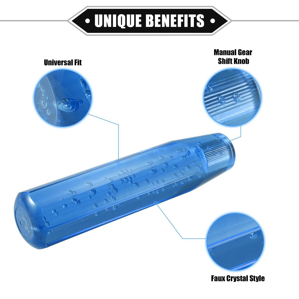 A ABSOPRO Gear Shift Knob Fake Crystal Bubble Gear Shifter for Manual Transmission Durable with Transparent Blue Stick, Vehicles, Acrylic, Adapter,